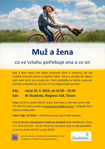 Plakát akce: Muž a žena – co potřebuje ve vztahu ona a co on