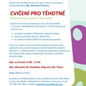 plakát Cvičení pro těhotné od 14.3.2019