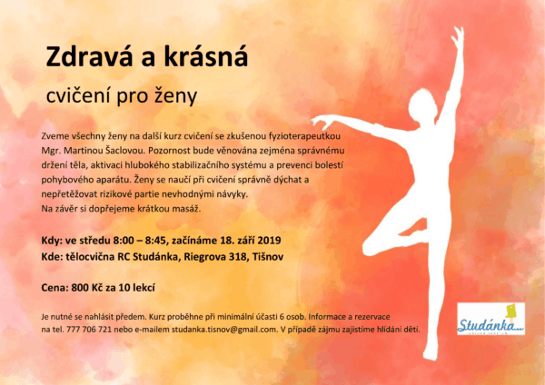 Plakát akce: Zdravá a krásná – začínáme 18.9.2019