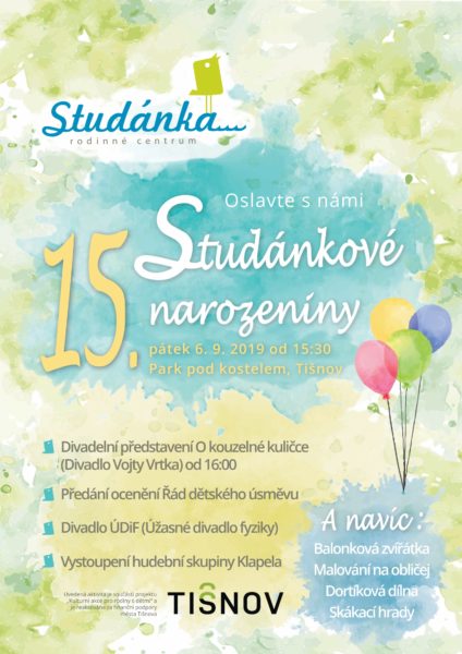 Plakát akce: 15. Studánkové narozeniny – prima odpoledne pro rodiny s dětmi
