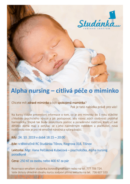 Plakát akce: Alpha nursing – citlivá péče o miminko