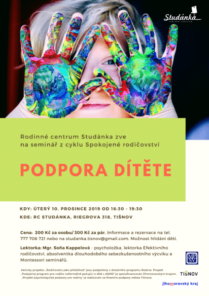 Plakát akce: Podpora dítěte z cyklu Spokojené rodičovství