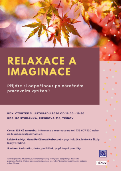 Plakát akce: Relaxace a imaginace – přesunuto na později