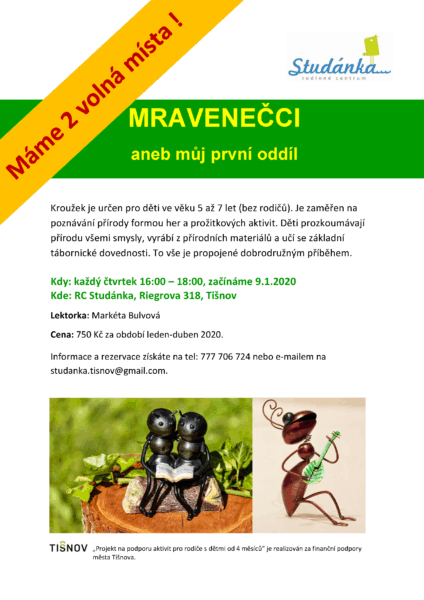Plakát akce: Mravenečci – začínáme 9.1.2020