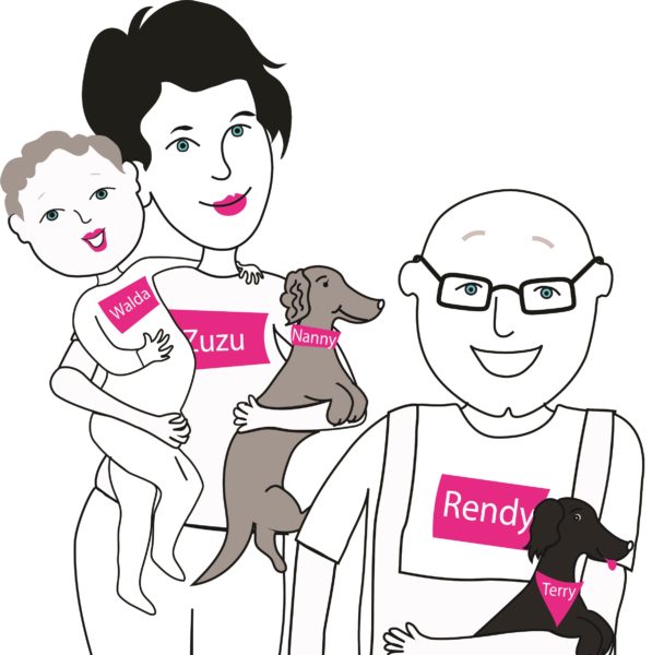 Karikatura Zuzu a Rendy - lektoři ZuZu English