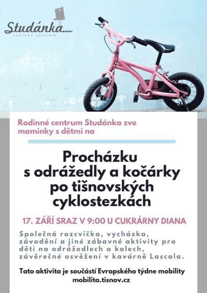 Plakát akce: Procházka s odrážedly a kočárky po tišnovských cyklostezkách