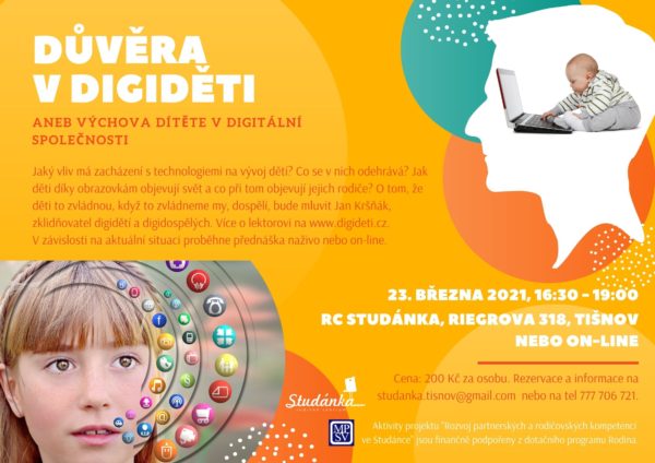 Plakát akce: Důvěra v digiděti aneb výchova dítěte v digitální společnosti