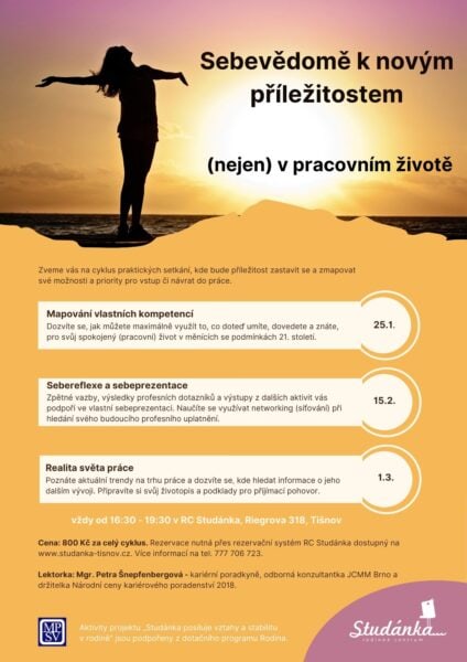 Plakát akce: Sebevědomě k novým příležitostem (nejen) v pracovním životě