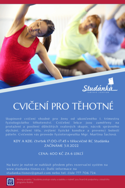 Plakát akce: Cvičení pro těhotné – začínáme 3.11.2022