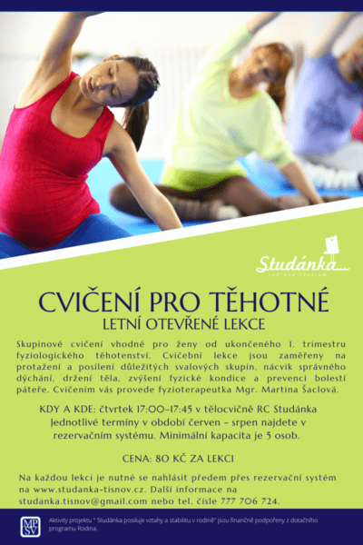 Plakát akce: Cvičení pro těhotné – letní otevřené lekce