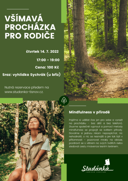 Plakát akce: Všímavá vycházka pro rodiče