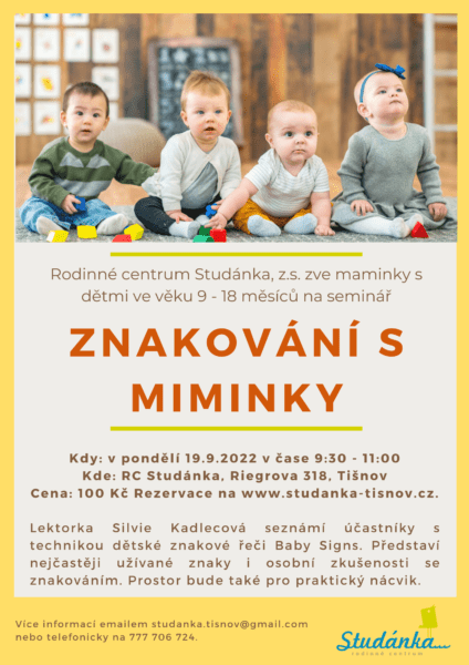 Plakát akce: Znakování s miminky