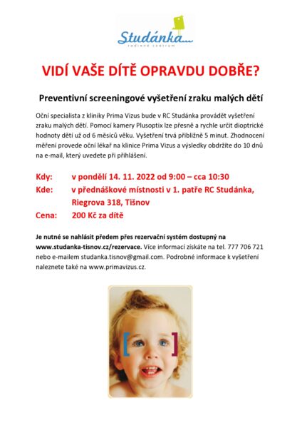 Plakát akce: Vidí Vaše dítě opravdu dobře?