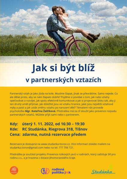 Plakát akce: Jak si být blíž v partnerských vztazích