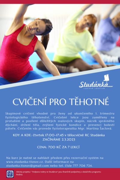 Plakát akce: Cvičení pro těhotné – začínáme 2.3.2023