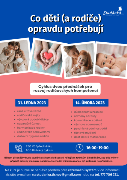 Plakát akce: Co děti (a rodiče) opravdu potřebují aneb rozvoj rodičovských kompetencí I. -ZRUŠENO