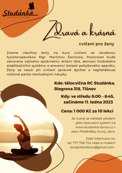 Plakát akce: Zdravá a krásná – cvičení pro ženy