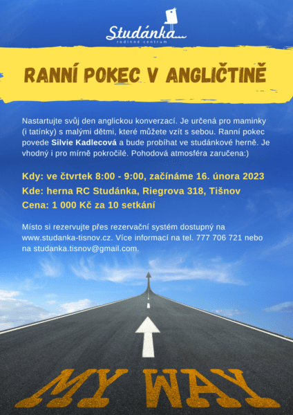 Plakát akce: Ranní pokec v angličtině