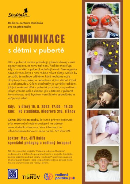 Plakát akce: Komunikace s dětmi v pubertě
