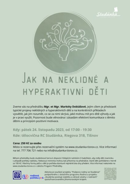 Plakát akce: Jak na neklidné a hyperaktivní děti