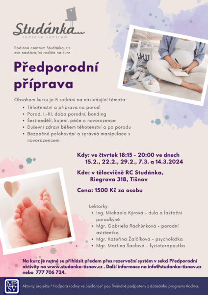 Plakát akce: Předporodní příprava – ZRUŠENO