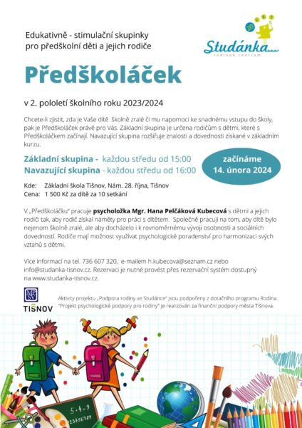 Plakát akce: Předškoláček – začínáme 14. 2. 2024