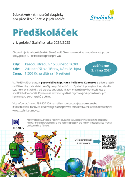 Plakát akce: Předškoláček – začínáme 2. 10. 2024