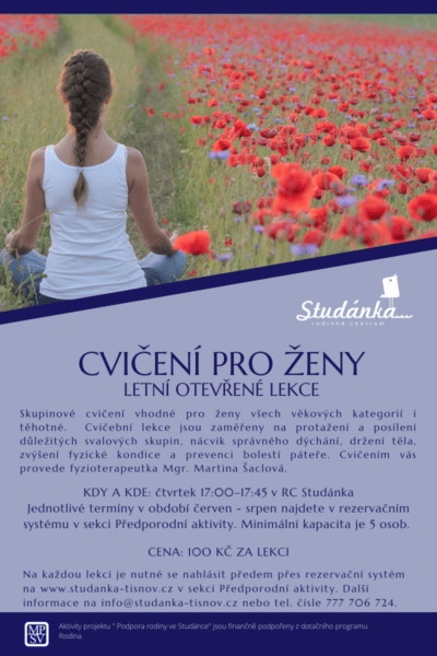 Plakát akce: Letní otevřená lekce cvičení