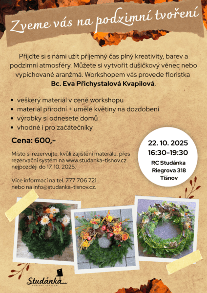 Plakát akce: Podzimní tvoření – dušičková vazba