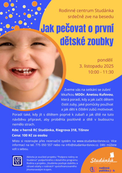 Plakát akce: Jak pečovat o první dětské zoubky