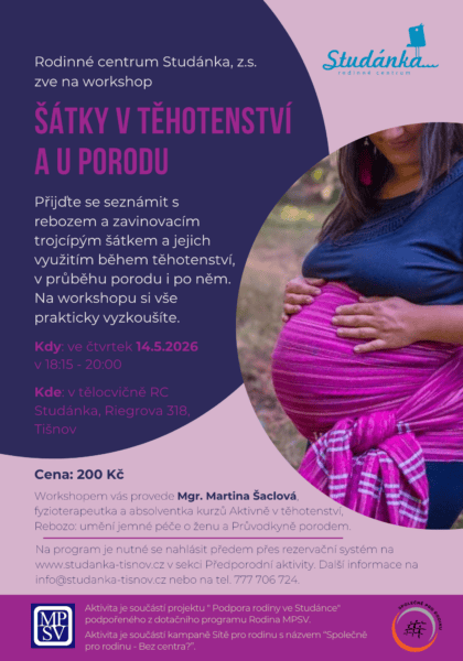 Plakát akce: Šátky v těhotenství a u porodu