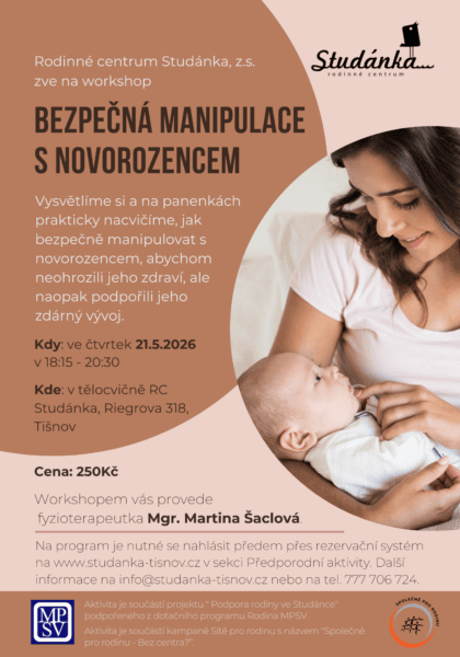 Plakát akce: Bezpečná manipulace s novorozencem