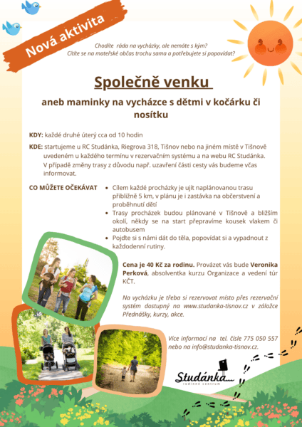 Plakát akce: Společně venku aneb maminky na vycházce s dětmi v kočárku či nosítku