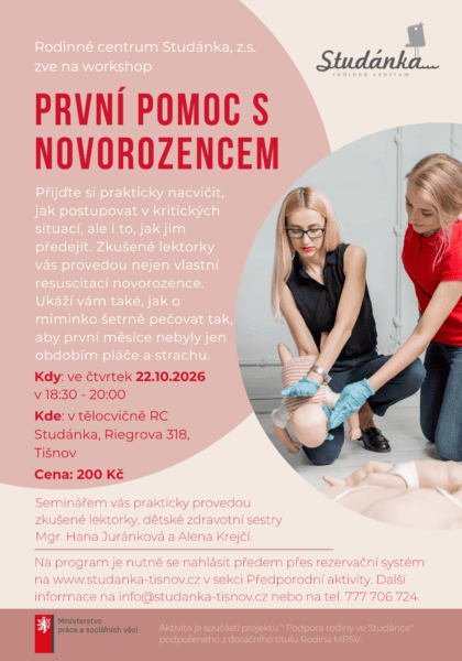 Plakát akce: První pomoc s novorozencem