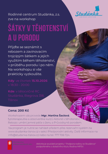 Plakát akce: Šátky v těhotenství a u porodu